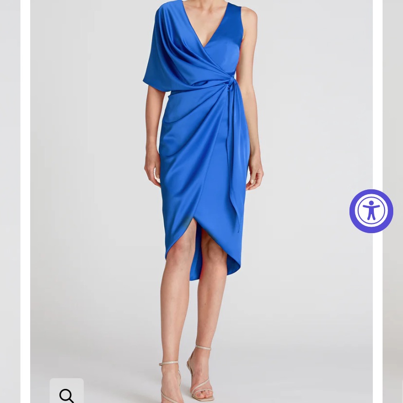 Theia Blue Asymmetrical One-Shoulder Cocktail Dress